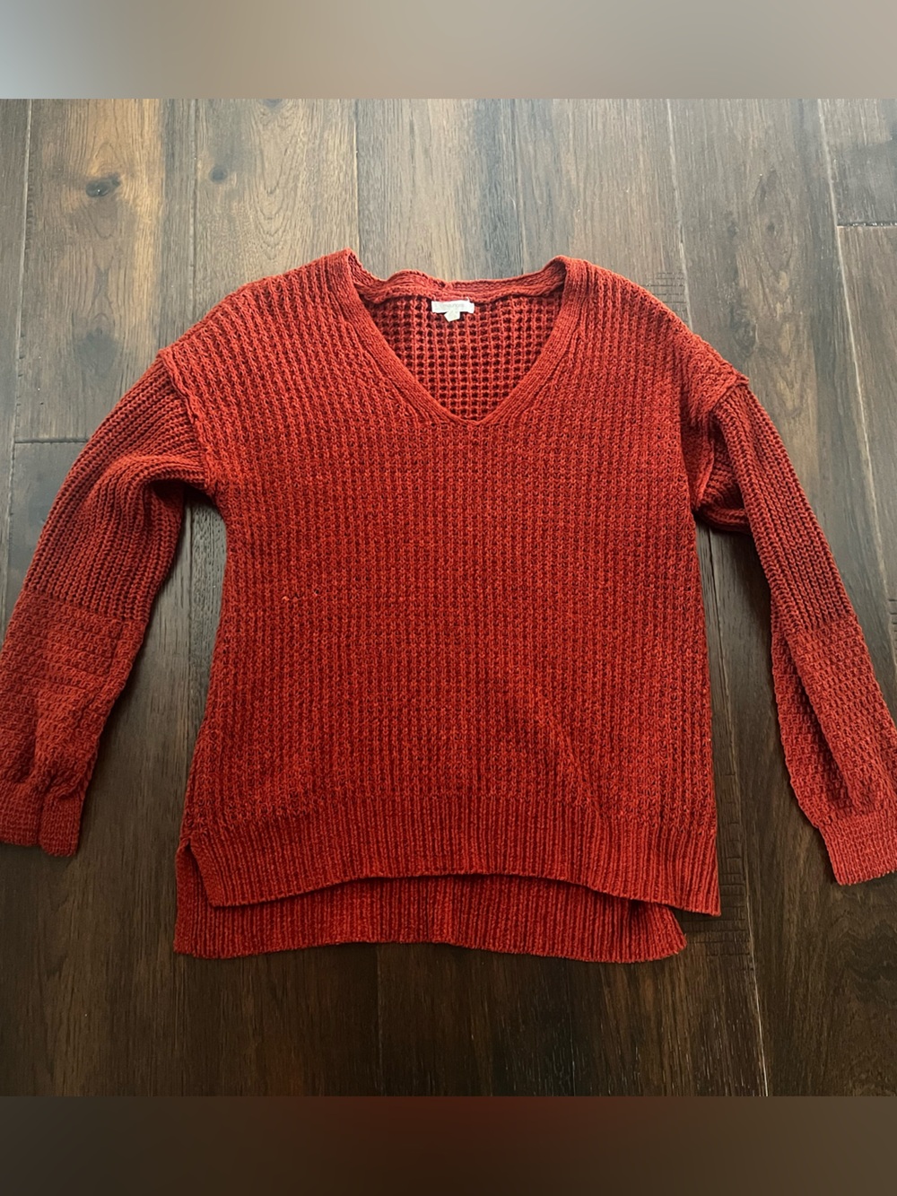 Women's V-Neck Knit Sweater - burnt color